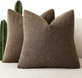 Foindtower Set of 2, Decorative Textured Boucle Throw Pillow Covers Accent Solid Pillow Cases Neutral Soft Couch Cushion Case for Chair Sofa Bedroom Living Room Home Decor 16x16 Inch Chocolate