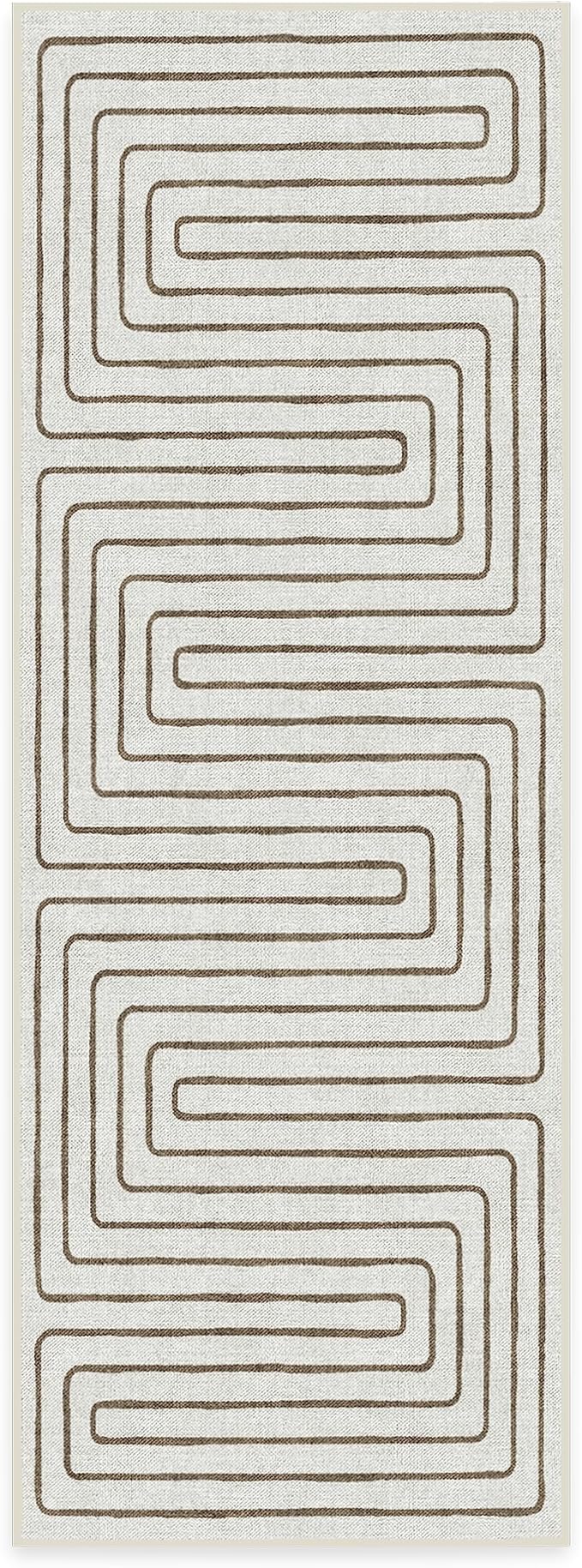 RUGGABLE x Jonathan Adler Machine Washable Modern Runner Rug – Labyrinth Camel/Ivory 2.5x7, Stain-Resistant, Non-Slip – Washable Rug for Hallway, Entryway, Living Room & Kitchen–with Standard Pad