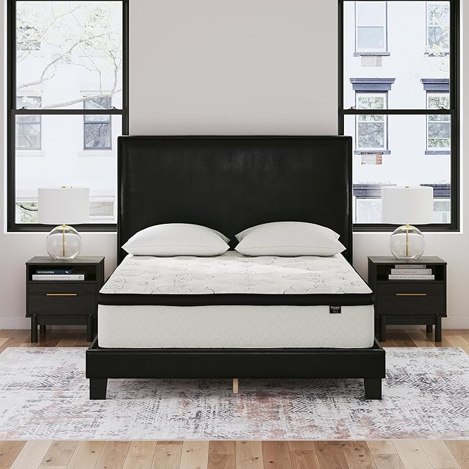 Signature Design by Ashley King Size Chime 10 Inch Medium Firm Hybrid Mattress with Cooling Gel Memory Foam for Pressure Relief, Fiberglass Free, Mattress In A Box