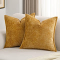 FUTEI Tobacco Chenille Throw Pillow Covers 24x24 Inch Set of 2,Soft Cozy Bound Edge Design European Cushion Cover,Home Decor for Couch Bed Living Room