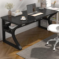 StarGraph Computer Desk 55'' Large Home Office Desk with Sturdy Metal Frame U Shaped Modern Computer Desks with Storage Study Writing Office Work from Home Desks (Black, 55 inch)