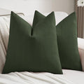FUTEI Christmas Dark Green Chenille Decorative Throw Pillow Covers 18x18 Inch Set of 2,Soft Cozy Striped Geometric Patterns Cushion Cases,Modern Home Decor for Couch Bed Living Room