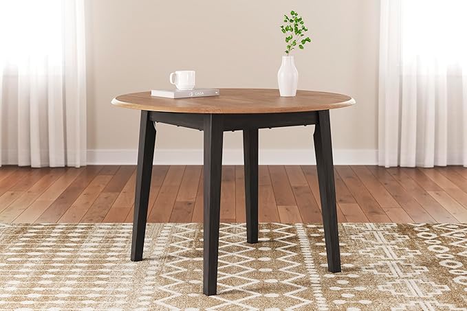 Signature Design by Ashley Gesthaven Contemporary Dining Drop Leaf Table with 4 Legs, Light Brown & Dark Brown