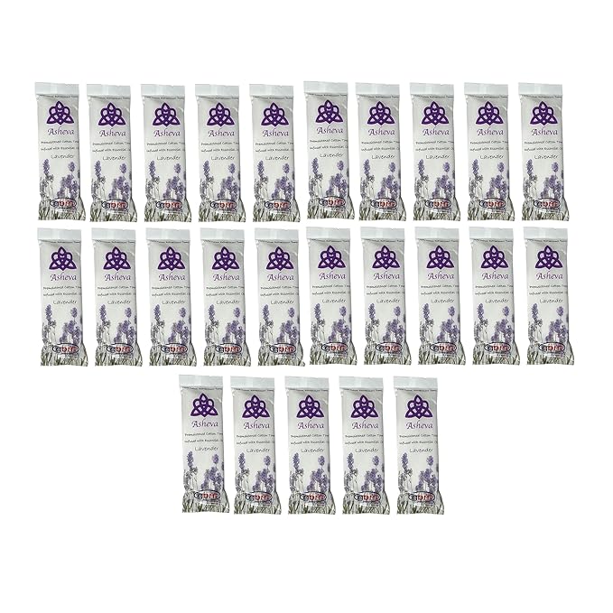 Asheva 8" x 9" Individually Wrapped Oshibori Disposable Towels - Luxurious Moist Cotton Hot/Cold Refreshment Towel - Lavender, Lemon, or Tea Tree Scents - Perfect for Spa, Travel, Dining & Events