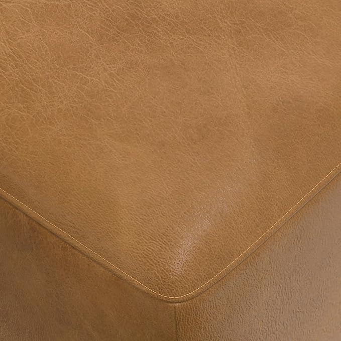 SIMPLIHOME Rex Left Corner Sectional Modular Sofa and Ottoman Set in Full-Grain Genuine Leather, Sienna, 116-inch-wide L-Shaped Leather Sofa and Matching 34-inch-Wide Table Ottoman for Living Room