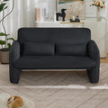 56'' Corduroy Loveseat Sofa, 2 Seater Love Seat Couch for Small Space, Comfy Upholstered Modern Leisure Loveseat Couches with Lumbar Pillows for Bedroom, Office, Living Room, Black