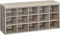 VASAGLE CUSTOS Collection - Shoe Bench, Storage Bench with Padded Seat, Entryway Bench with 15 Compartments, for Bedroom, 11.8 x 41.3 x 18.9 Inches, Heather Greige and Cappuccino Beige ULHS015K01