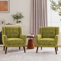 Lumibee Accent Chairs Set of 2, Velevet Fabric Armchairs for Living Room, Comfy Upholstered Arm Chairs Tufted for Indoor Bedroom Office Room (Green Velvet)