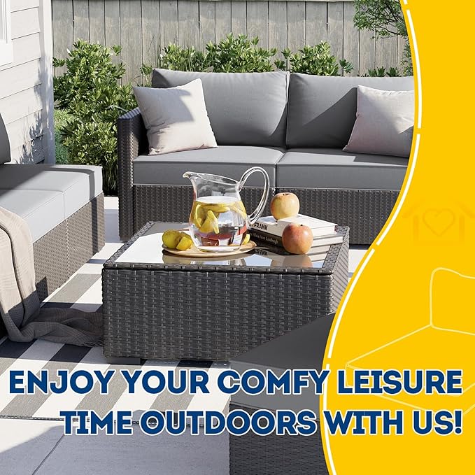 AAAAAcessories Outdoor Deep Seat Cushions, Waterproof, Fade-Resistant Patio Furniture Replacement Cushions, 23.5" x 25.5" x 5" + 23.5" x 13.5", Set of 2, Gray