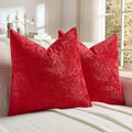 FUTEI Christmas Red Flannel Throw Pillow Covers 20x20 Inch Set of 2,Soft Dimensional TextuChristmas Red Cushion Cases,Modern Home Decor for Couch Living Room