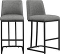 Yaheetech Counter Height Bar Stools 24'' Bar Stools Set of 2 Leather Bar Chairs Modern Upholstered Barstools with Back for Kitchen Counter Gray
