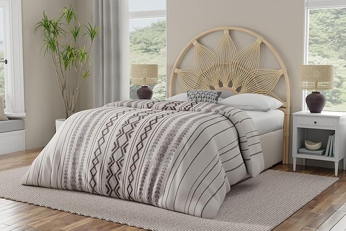 Kouboo Sunflower Rattan Twin Headboard Bedroom Bedroom Furniture Headboard Twin Size Tropical Decor Bohemian Decor Natural