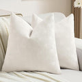 FUTEI Cream Chenille Decorative Throw Pillow Covers 16x16 Inch Set of 2,Soft Cozy Striped Geometric Patterns Cushion Cases,Modern Home Decor for Couch Bed Living Room