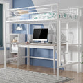 VECELO Metal Loft Bed Twin Size, Heavy Duty Bedframe with Removable Ladder and Safety Guardrail, Space-Saving, Noise Free, No Box Spring Needed, White