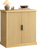 VASAGLE MAXE Collection - Buffet Cabinet, Fluted Console Cabinet, Sideboard with Adjustable Shelf, Mid Century Modern Buffet Table, 15.8 x 29.9 x 31.5 Inches, Oak Beige UBBK344Y01