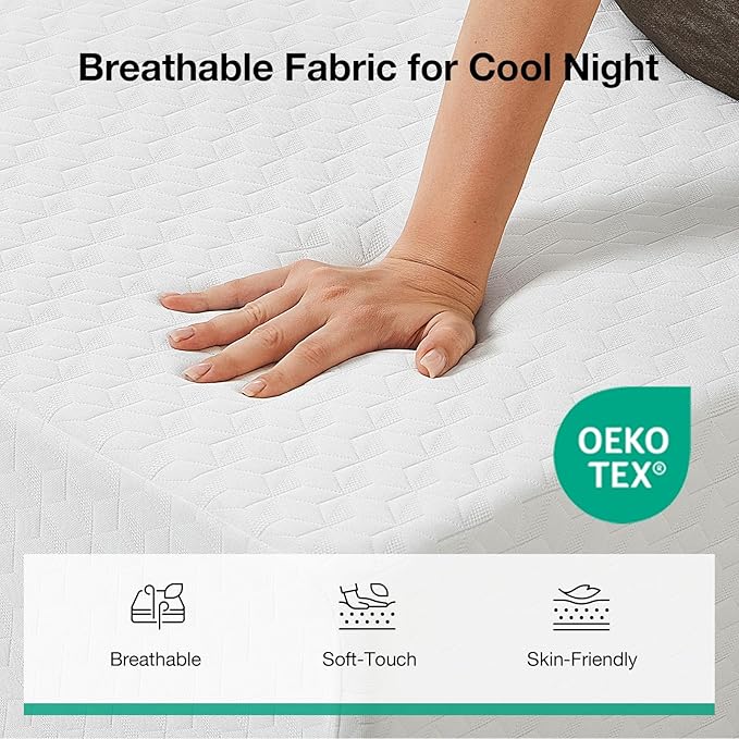 Novilla Queen Size Mattress, 10 Inch Memory Foam Mattress Queen for Pressure Relief & Comfort Sleep, Natural Fiber Infused for Cooling Refreshing Feel, CertiPUR-US Certified Mattress in a Box, Plush