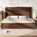 AMERLIFE King Size 51.2" Wood Bed Frame, Rustic Platform Bed with Spliced Headboard, Wood Slats Support/Noiseless/Reclaimed Barnwood//No Box Spring Needed