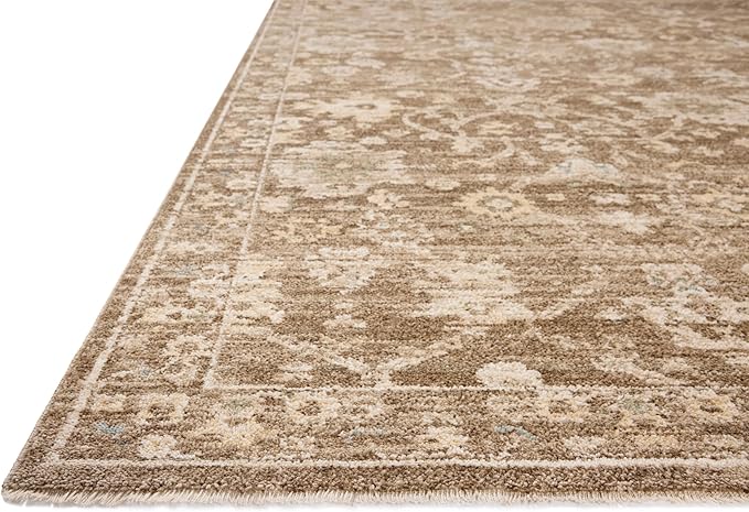Loloi Chris Loves Julia Palma Collection PLM-09 Brown/Earth 2'-7" x 7'-6" Fringe Runner Rug Vintage Style Boho Living Room Bedroom Carpet