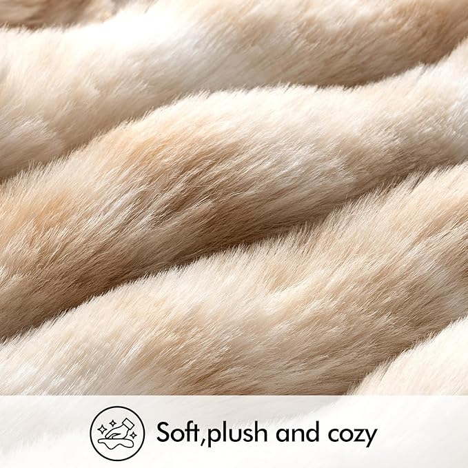 MIULEE Faux Fur Pillow Covers Thick Soft Plush Throw Pillows Luxury Home Decor for Couch Bed Bedroom Living Room Sofa,18x18 Inch Pack of 2 White-Beige