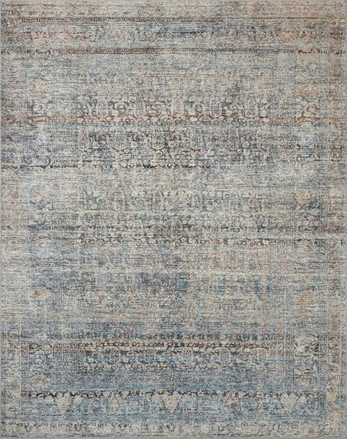 Loloi Amber Lewis Billie Collection, Denim & Blush 2'-3" x 3'-9" Area Rug – Antique & Distressed Accent Rugs for Living Room, Bedroom, Entryway & Hallway, No Shed High Traffic Area Home Decor Rug