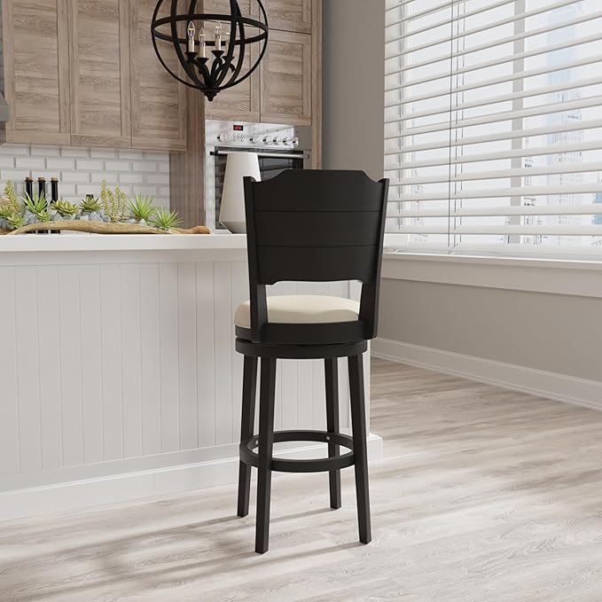 Hillsdale Clarion Wood Bar Height Swivel Stool, Black