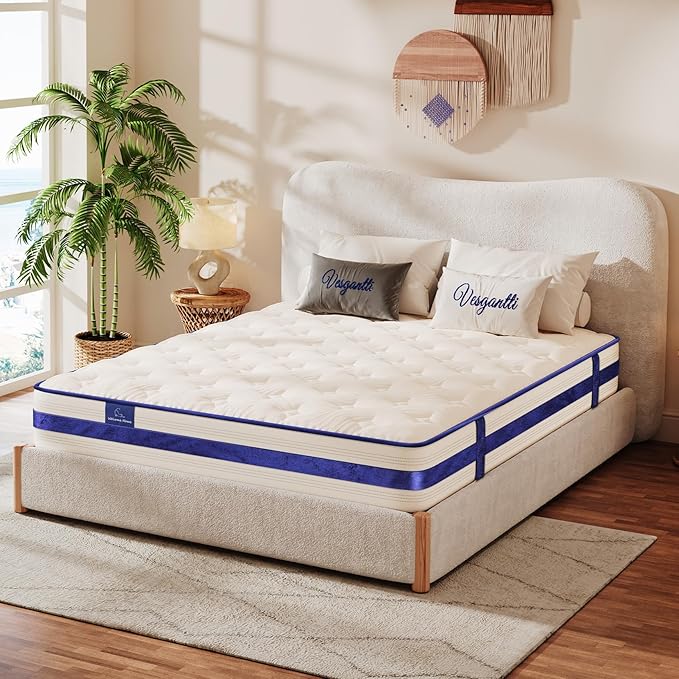 Vesgantti Full Size Mattress,12 Inch Hybrid Innerspring Mattress in a Box with Memory Foam,Support & Pressure Relief,Medium Firm Feel for Aults(Full Size)