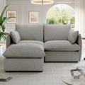 Cloud Modular Sectional Sofa, Waterproof Down Filled Sectional Sofa, High Backrest Loveseat Couch with Ottoman, Modern Modular Couch with Removable Cover, Light Gray