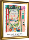 Wieco Art Large Framed Wall Art Open Window Collioure 1905 by Henri Mattise Abstract Colorful Art Matisse Posters Canvas Prints for Wall and Home Office Decorations Bronze Gold Frame