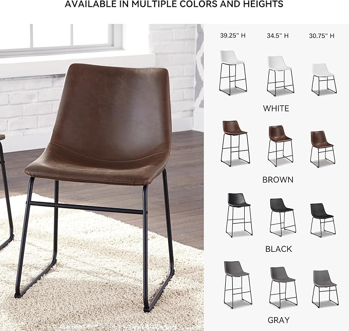 Signature Design by Ashley Mid Century Centiar Dining Bucket Chair Set of 2, Black and Brown