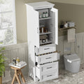 Tall Freestanding Storage Cabinet with 2 Doors & 3 Drawers, Multi-Purpose Organizer with Adjustable Shelf for Bathroom, Office, Living Room, White