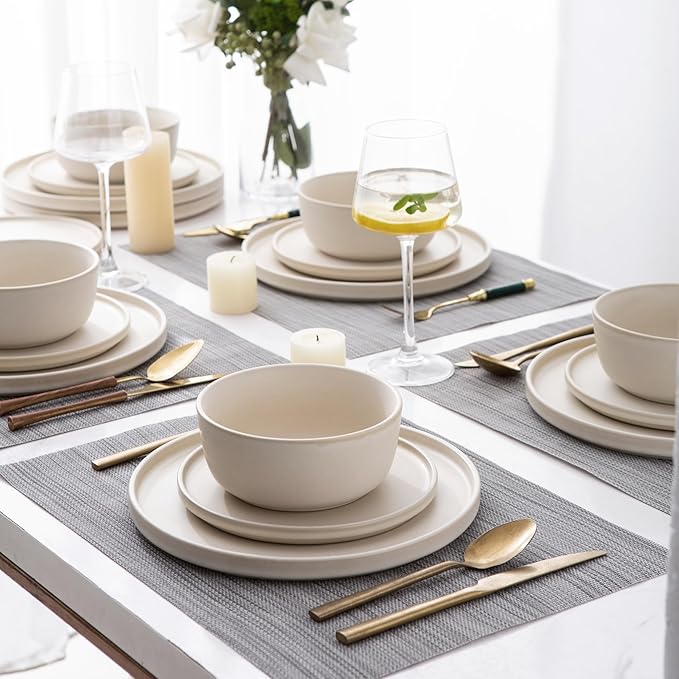 AmorArc Stoneware Dinnerware Sets for 6,Reactive Ceramic Plates and Bowls Set,Highly Chip and Crack Resistant | Dishwasher & Microwave Safe | Round Dishes Set Service for 6 (18pc)