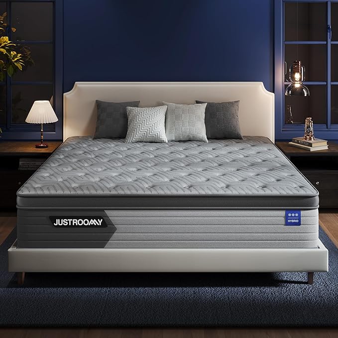Firm King Size Mattress 14 Inch Hybrid King Mattress with Gel Memory Foam-Cooling Ice Silk Top, Support&Back Pain Relief, Individual Pocket Spring, CertiPUR-US Certified Mattress in a Box
