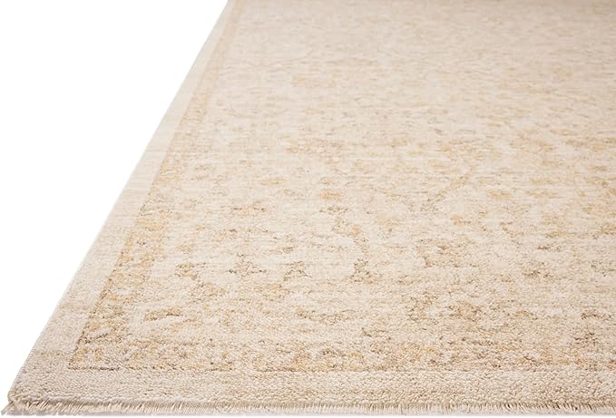Loloi Chris Loves Julia Palma Collection PLM-01 Ivory/Sand 7'-10" x 10' Fringe Area Rug Vintage Style Boho Living Room Bedroom Carpet