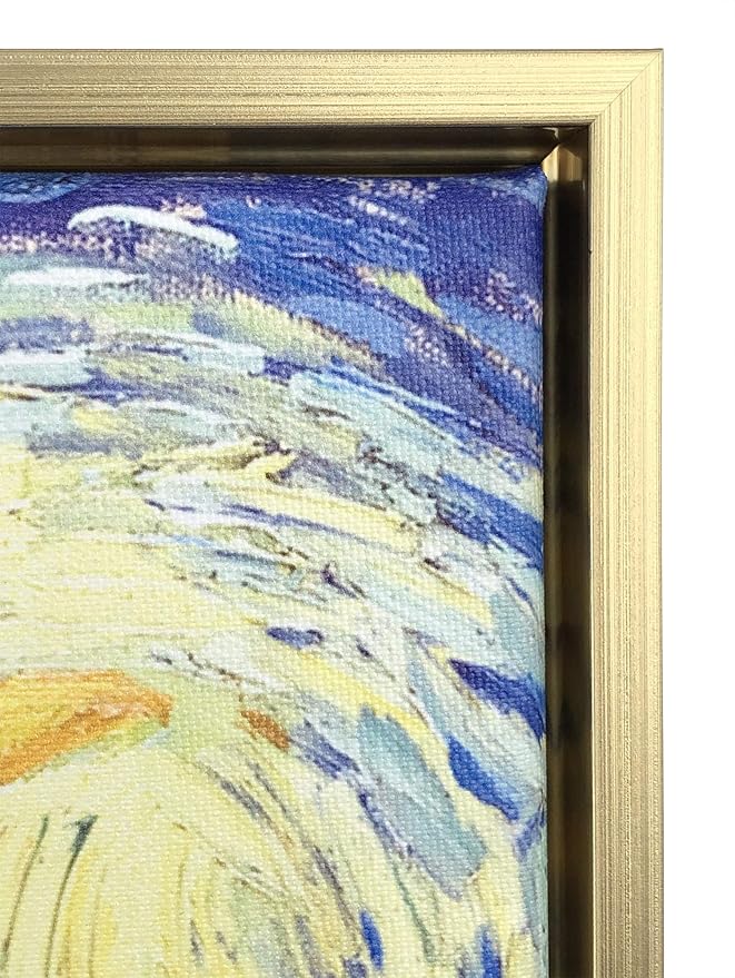 Wieco Art Framed Art Giclee Canvas Prints of Starry Night by Vincent Van Gogh Paintings Reproduction Post-Impressionism Artwork Framed Wall Art for Living Room Home decorations