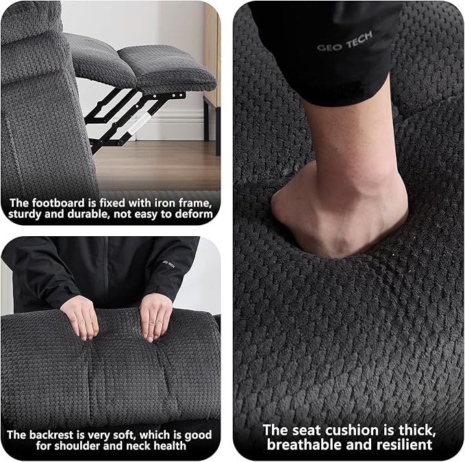 CANMOV Recliner Sofa Set, Manual Recliner Loveseat with Overstuffed Armrest for Living Room,Bedroom Furniture,Office,2 Seat Grey
