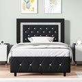 BarnFurin Twin Bed Frame with Headboard, Upholstered Bed with Diamond Tufted Design, Kids Bed Frame with Wooden Slats Support, No Box Spring Required, Easy Assembly, Black