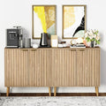 Fluted Storage Cabinet, Free Standing Buffet, Wood Sideboard, Multifunctional Accent Storage for Living Room, Hallway, Entryway, Dining Room (2, Oak)