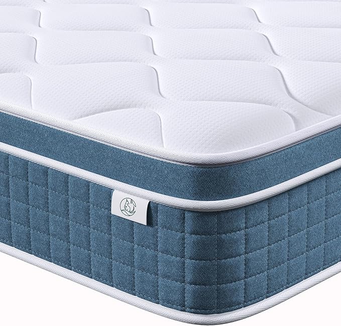 koorlian Queen Mattress 12 Inch, Hybrid Queen Bed Mattress with Individual Pocket Springs and Pressure-Relieving Memory Foam, Breathable, Medium Firm Mattress in a Box Queen Size 80"x60"x12"