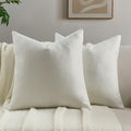 FUTEI Cream White Chenille Throw Pillow Covers 18x18 Inch Set of 2,Soft Wide Chevron Textured Cushion Case,Farmhouse Home Decor for Couch Bed Living Room