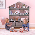 Martha Stewart Kids' Deluxe Dollhouse Bookcase - Gray: Kids Wooden Bookshelf and Tall Book Shelf Organizer with Toy Storage | Toddler Book Rack | Dollhouse Bookshelf | Playroom or Bedroom Storage