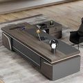 Large Executive Desk, Modern L-Shaped Computer Desk with Side Cabinets, Drawers and Password Lock, CEO Business Furniture Desk (Chair Not Included)(63x29.5x94.48inch)