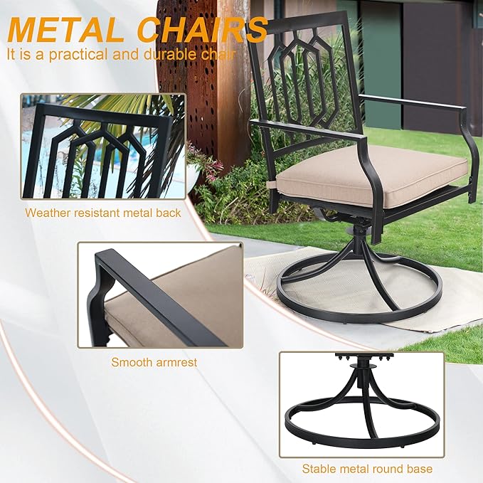 Sophia & William Outdoor Metal Swivel Chairs Set of 4 Patio Dining Rocker Chair with Cushion Furniture Set for Garden Backyard Bistro, 300 lbs