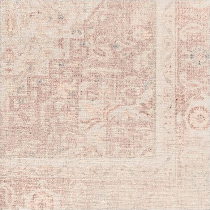 RUGGABLE Washable Area Rug – Kamran Soft Pink 8x10, Stain-Resistant, Non-Slip – Large Machine Washable Rugs for Living Room, Bedroom, Hallway, Entryway & Office–with Cushioned Pad