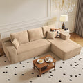 104" Cloud Sectional Couch with Chaise, Boneless L-Shaped Cloud Couch with Deep Seat, Corduroy Modern Minimalist Sofa, Assembly Free Comfy Sofa for Office Living Room Apartment(Camel, Right Chaise)