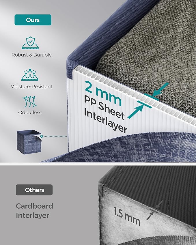 SONGMICS Storage Cubes, 10.2 x 10.2 x 11 Inches Non-Woven Fabric Bins with Double Handles, Set of 8, Closet Organizers for Shelves, Foldable, for Clothes, Misty Blue UROB826I01