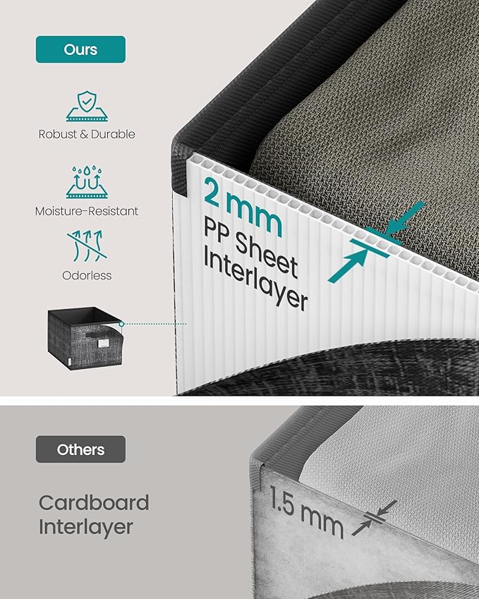 SONGMICS Storage Cubes, 15.7 x 11.8 x 9.5 Inches Non-Woven Fabric Bins with Double Handles, Set of 3, Closet Organizers for Shelves, Foldable, for Clothes, Ink Black UROB440B01