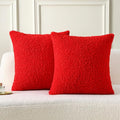 FUTEI Christmas Red Throw Pillow Covers 22x22 Inch Set of 2,Furry Faux Fur Teddy Boucle Textured Cushion Covers,Soft Fluffy Decorative Pillow Case,Home Decor for Couch Bed Living Room Office Car
