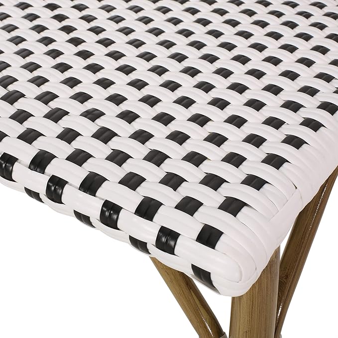 Christopher Knight Home Philomena Outdoor French Bistro Chair (Set of 4), Black + White + Bamboo Print Finish