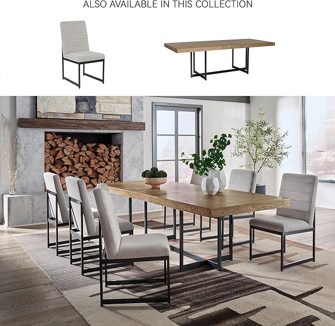 Signature Design by Ashley Tomtyn Casual Self Storing Leaf Dining Extension Table with Trestle Base, Light Brown