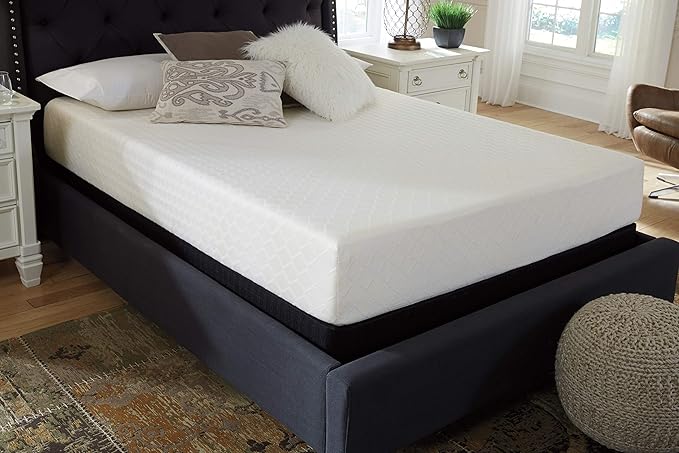Signature Design by Ashley Full Size Chime 10 Inch Medium Firm Memory Foam Mattresswith Green Tea & Charcoal Gel for Pressure Relief, Fiberglass Free, Mattress In A Box